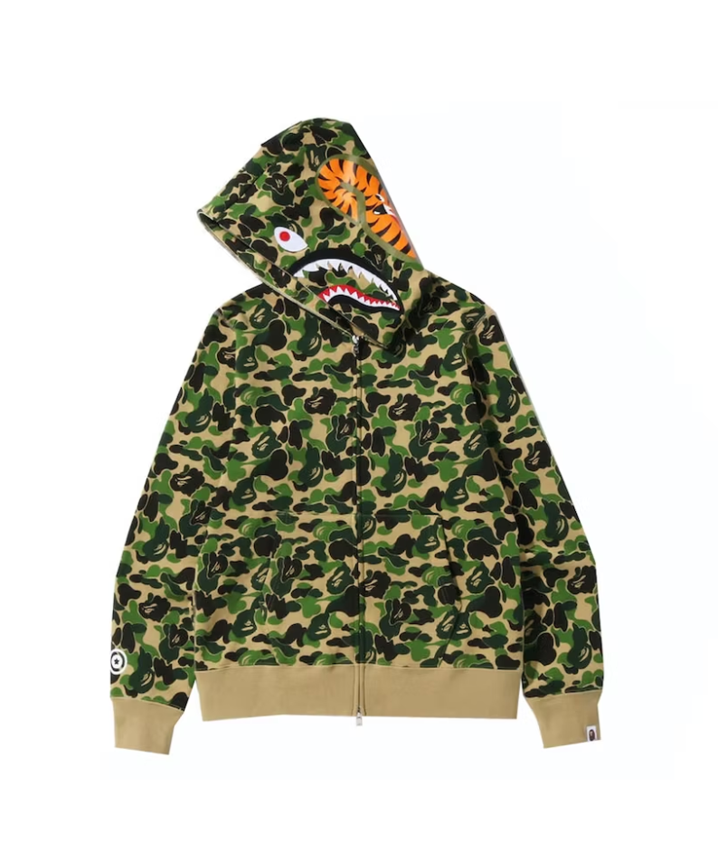 Bape green shop shark hoodie