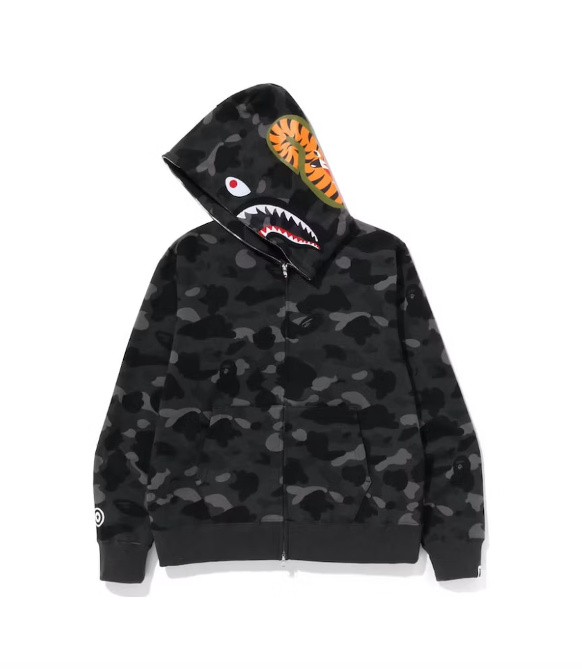 A bathing ape camo shark hoodie discount