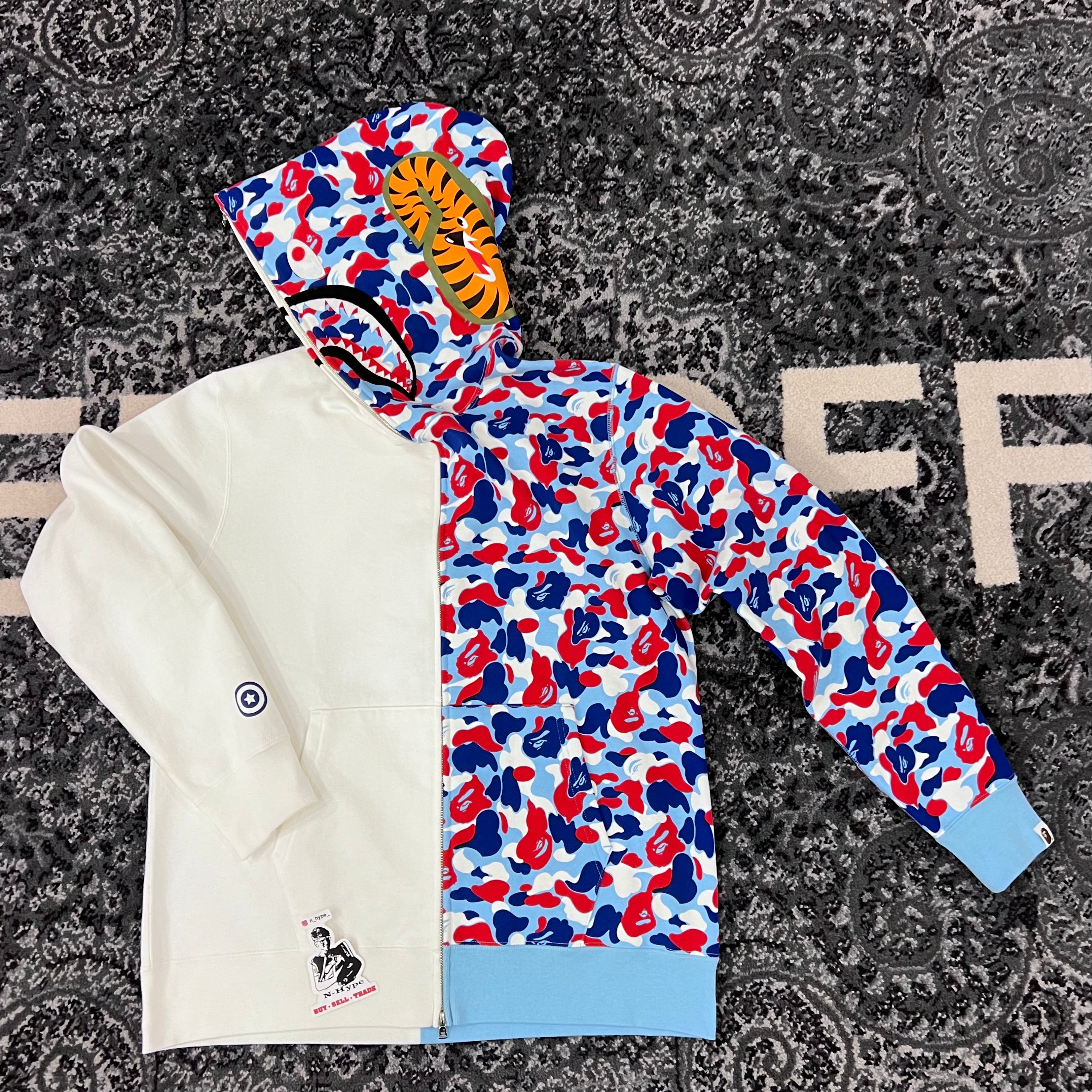 Bape white shark hoodie shop