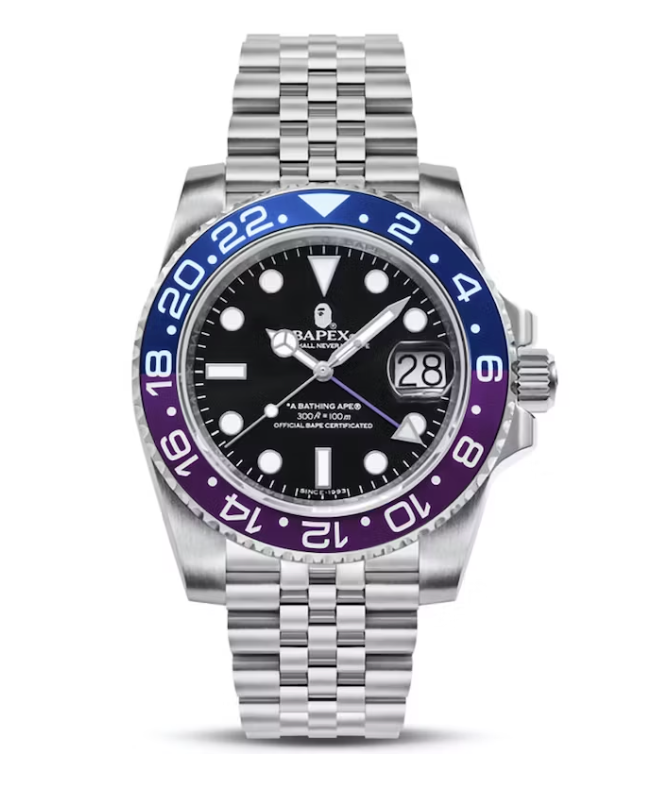 BAPE Type 2 Bapex 1 Watch Silver Blue Purple N Hype