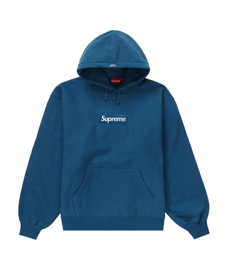Supreme Box Logo Hooded Sweatshirt FW23 Blue N Hype