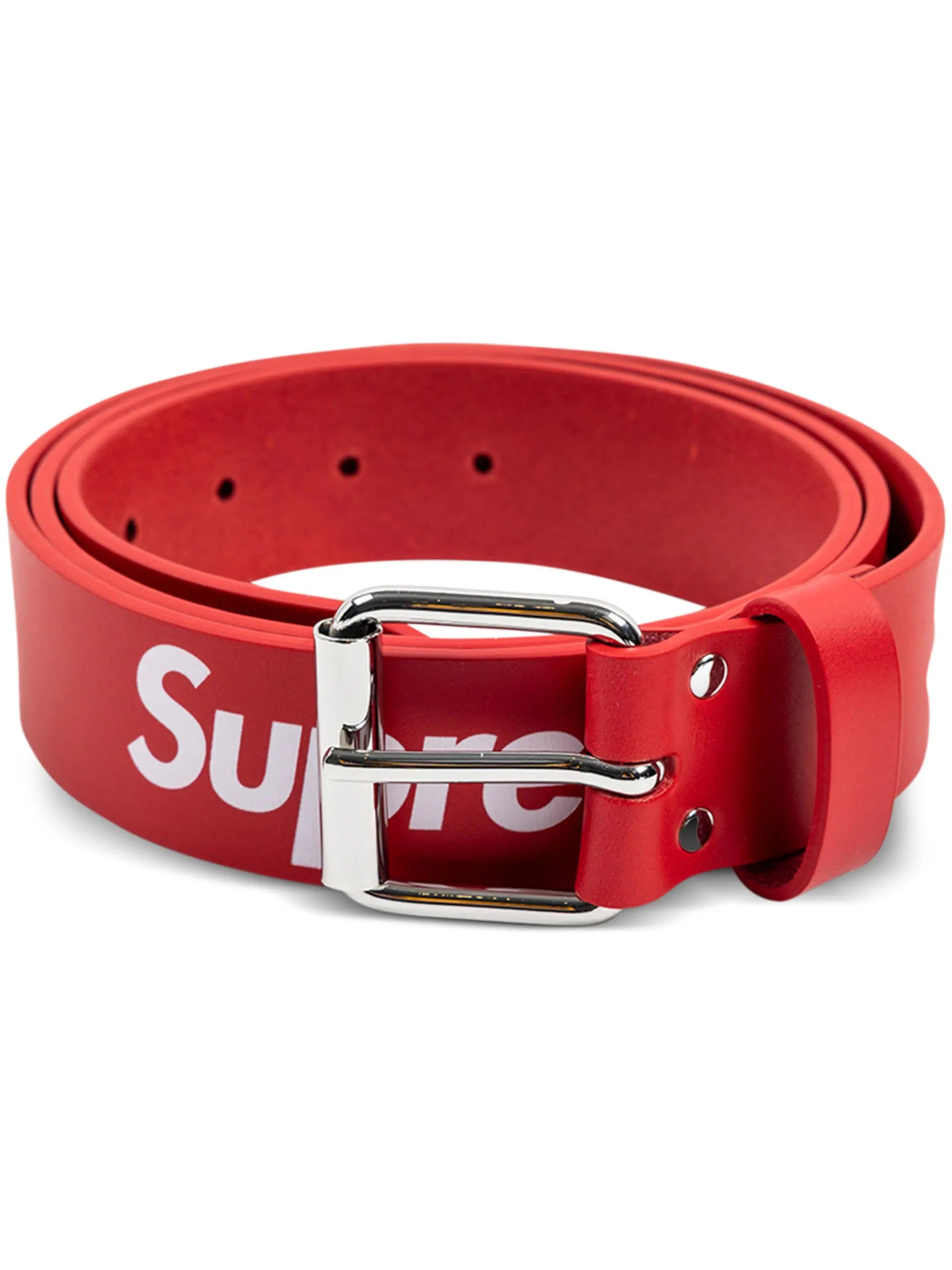 Supreme Repeat Leather Belt Red – N-Hype