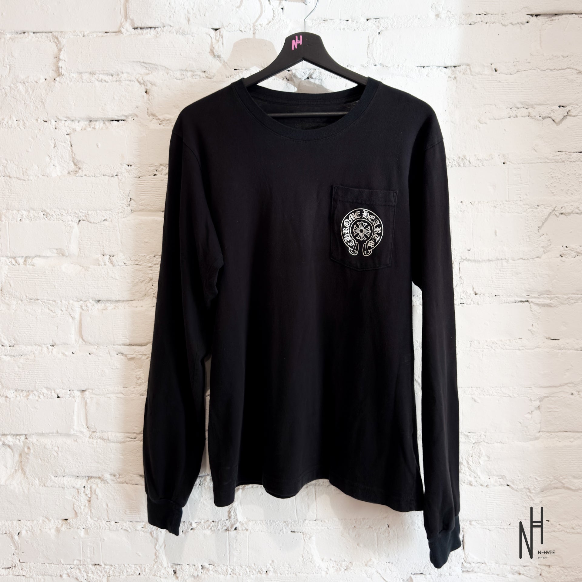 n*様 ラスベガス限定 chrome hearts long sleeve Chrome Hearts Horseshoe Floral Las Vegas Black Longsleeve | N-Hype