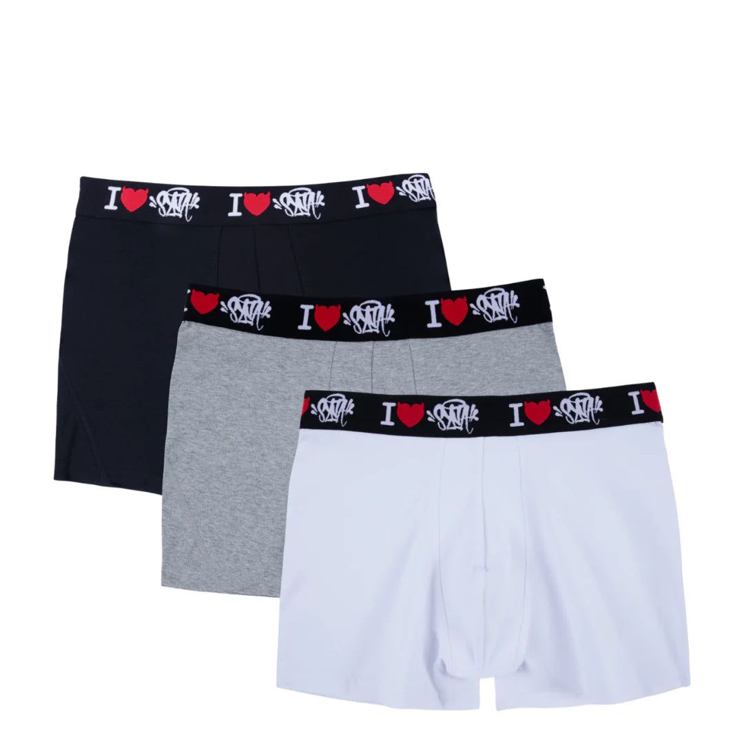 SynaWorld I LOVE SYNA Boxers 3 Pack – White / Gray / Black | N-Hype