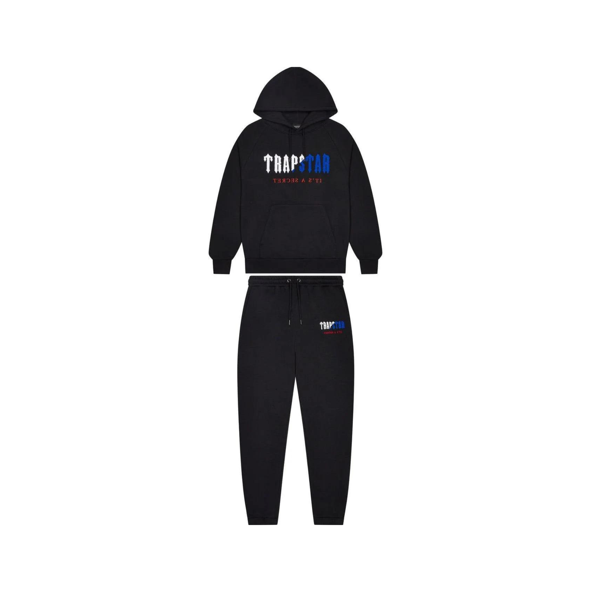 Trapstar Decoded Chenille Hooded Tracksuit Black/Blue/Red – N-Hype