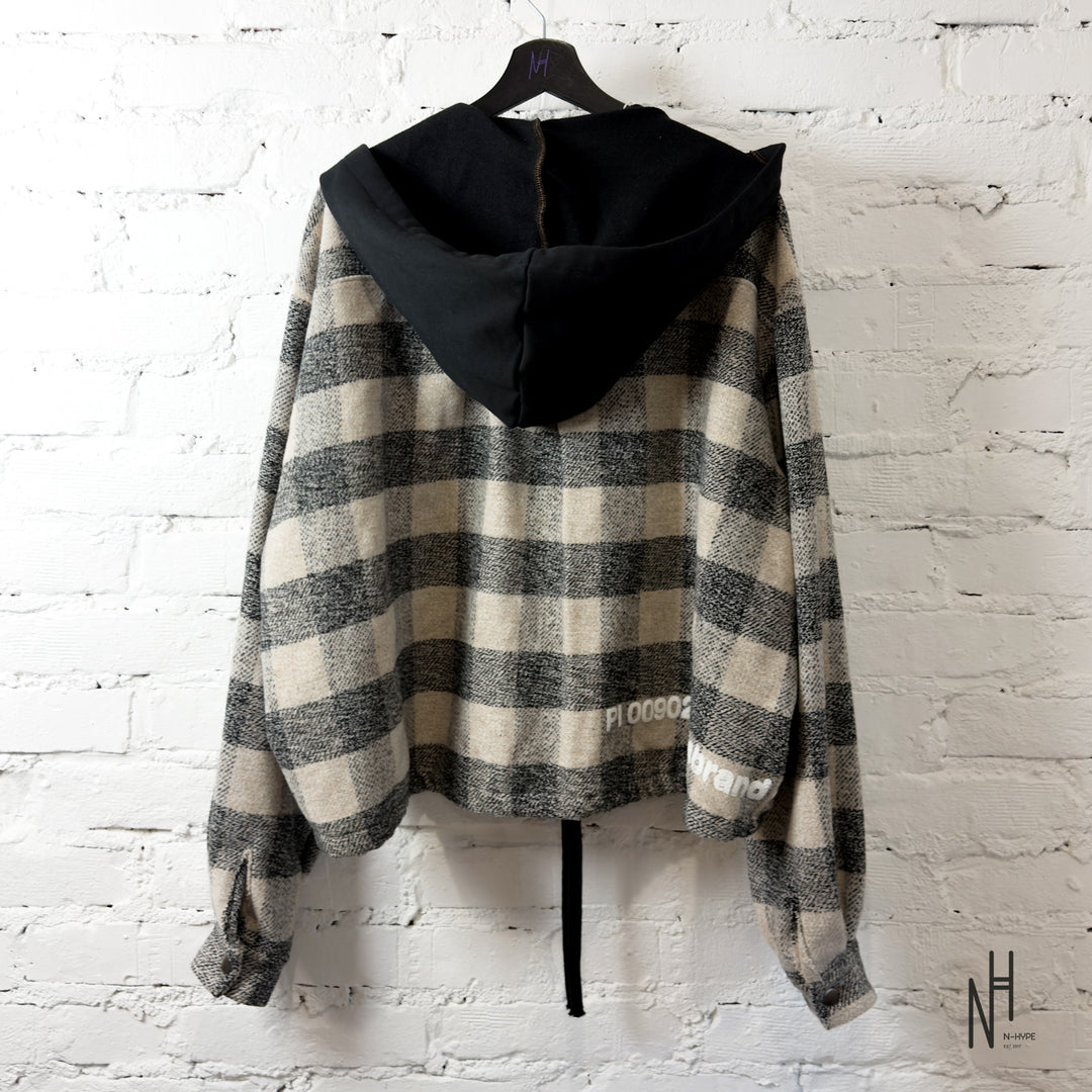 FVCKTHISBRAND FLANEL HOODIE GREY BLACK