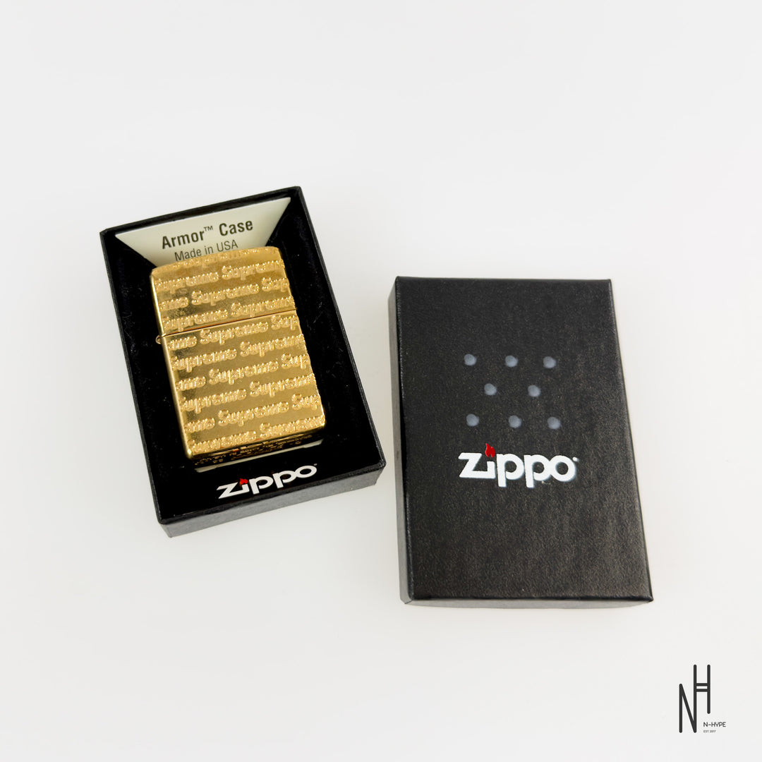Supreme Repeat Engraved Zippo Gold