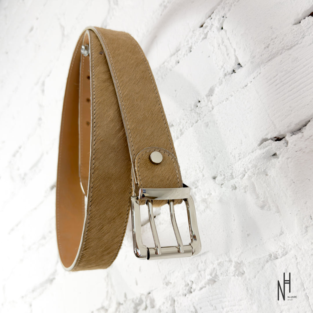 FVCKTHISBRAND LEATHER COW BELT BEIGE
