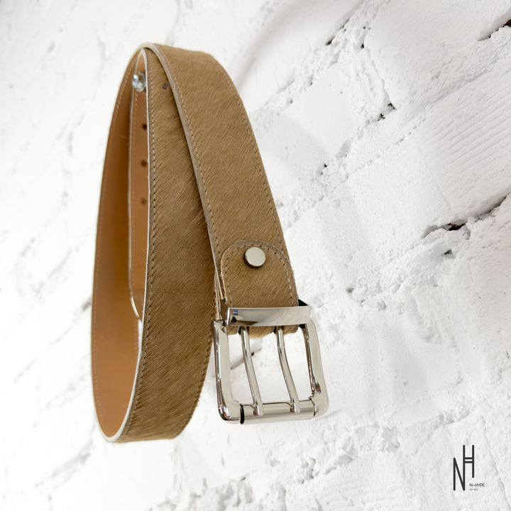 FVCKTHISBRAND LEATHER COW BELT BEIGE