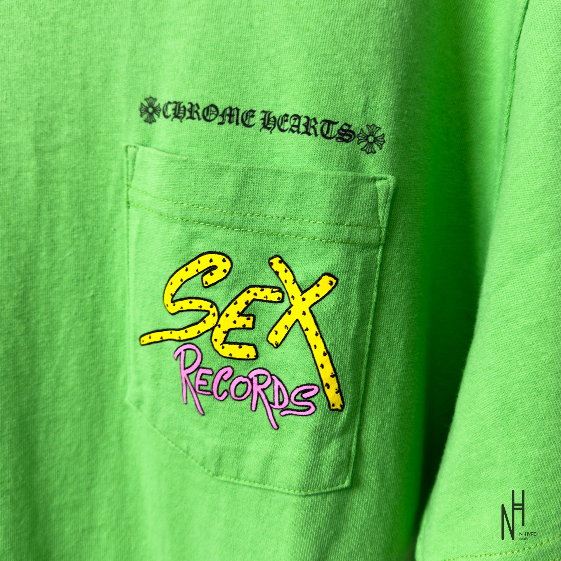 CHROME HEARTS SEX RECORDS スライムグリーン Tシャツ Chrome Hearts Green Sex Records Tee | N-Hype