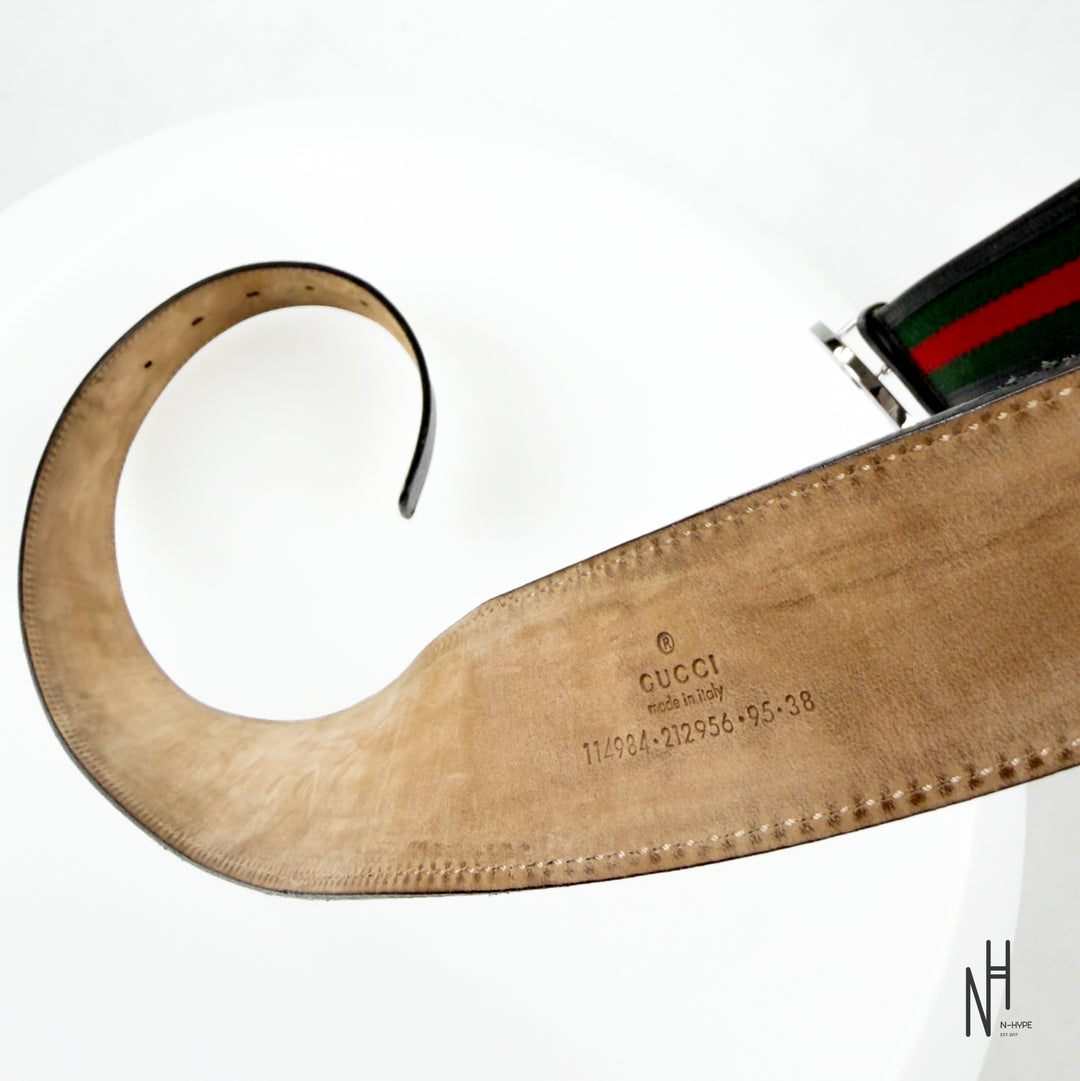Gucci Web Leather Belt