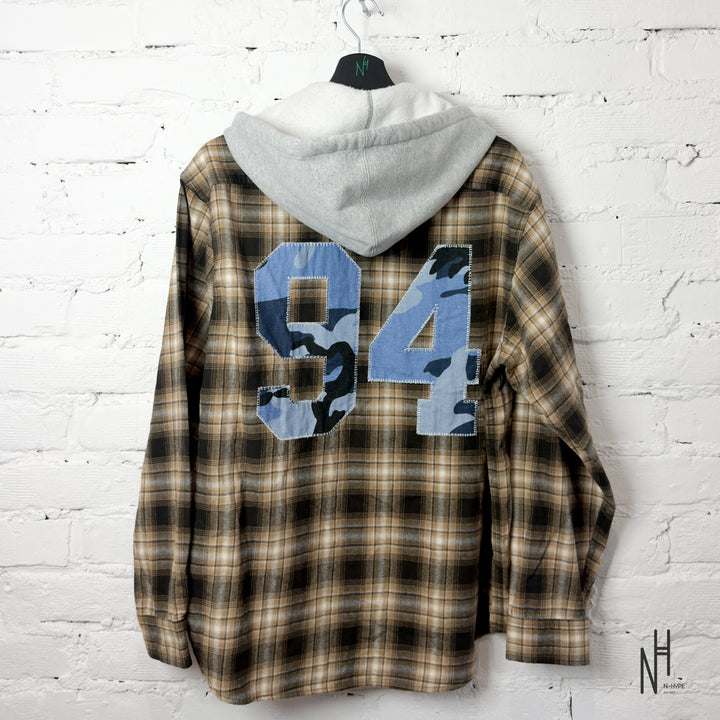 Supreme Applique Hooded Flannel Shirt Brown