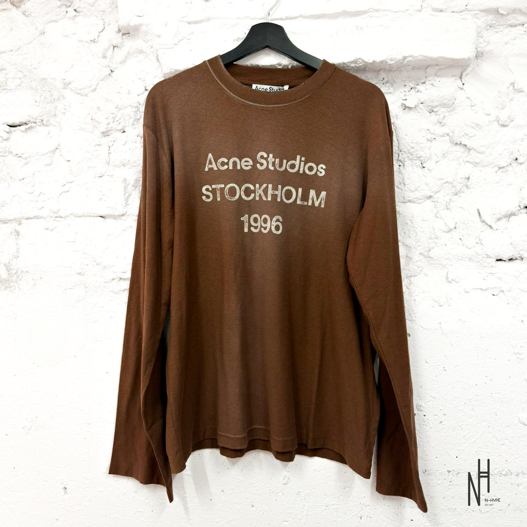 Acne Studios Sprayed 1996 Logo Longsleeve Chocolate Brown