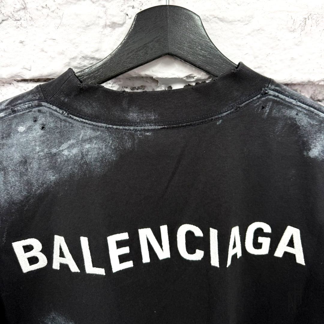 Balenciaga Dirty Wash Back Logo T-Shirt Black