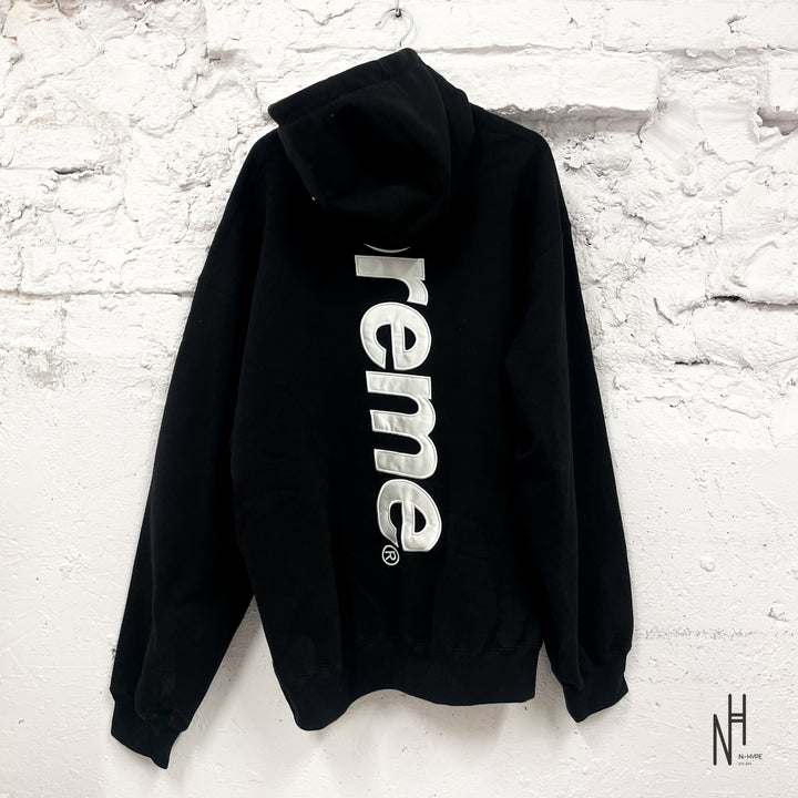 Supreme Satin Applique Hooded Sweatshirt Black