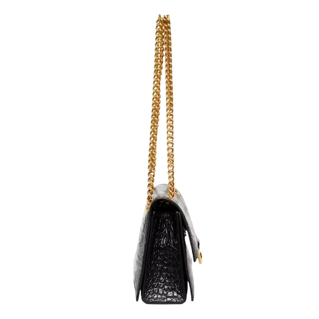 Balenciaga Crush Chain Bag Leather Black Gold