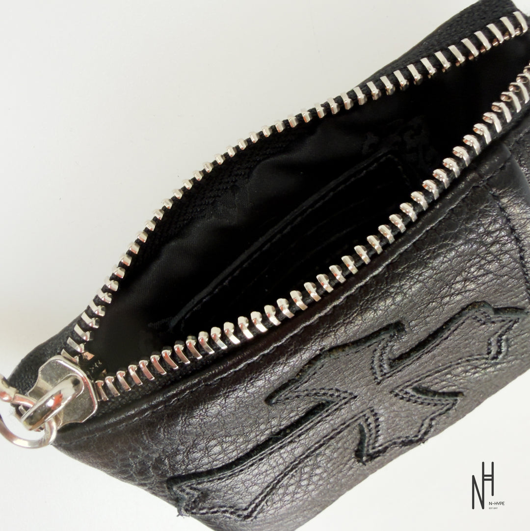 Chrome Hearts Double Zip Dagger Leather Wallet Black