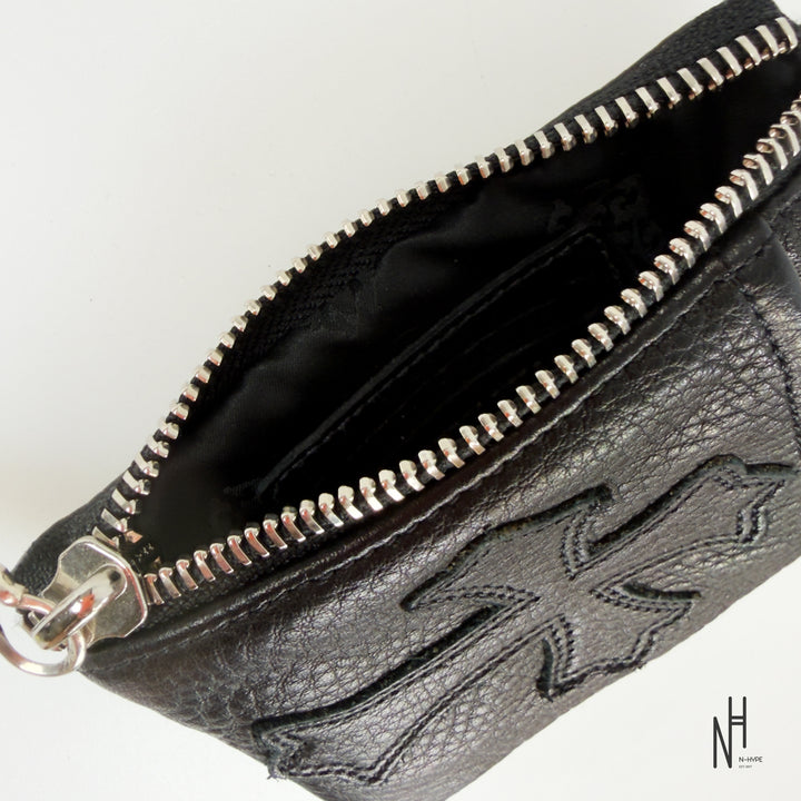 Chrome Hearts Double Zip Dagger Leather Wallet Black