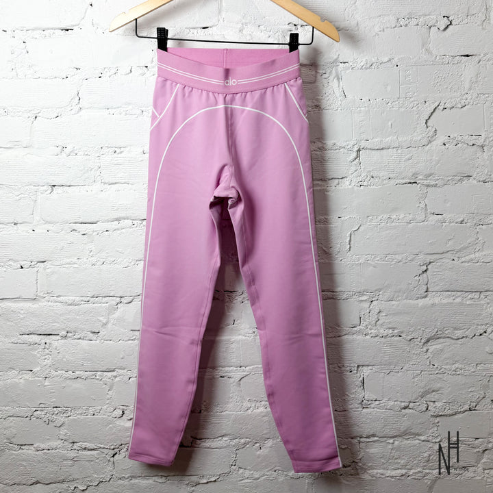 Alo Yoga Airbrush High-Waist 7/8 Heart Throb Legging Candy Heart Pink White