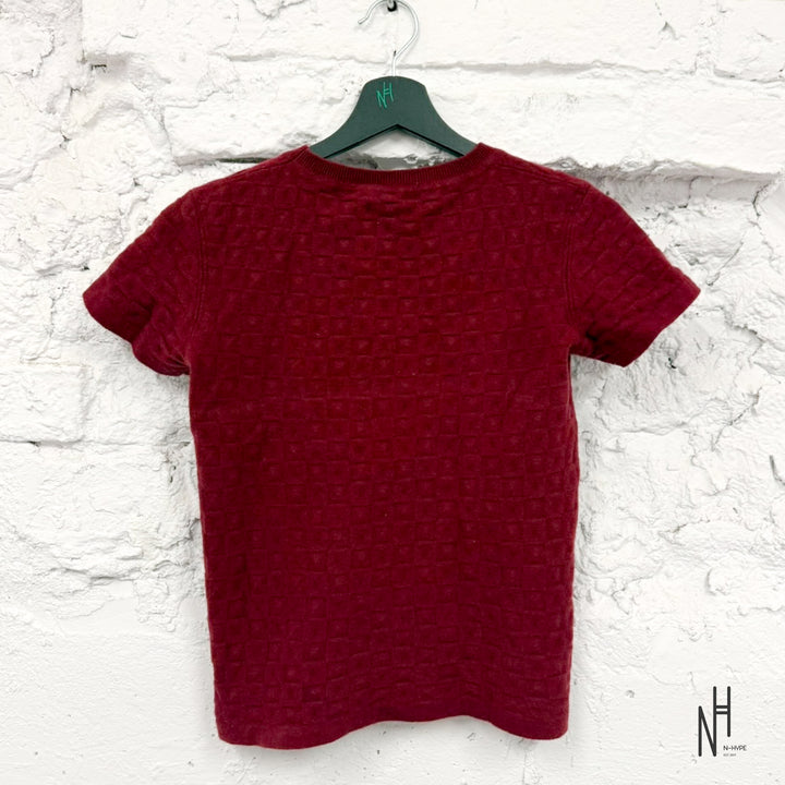 Hermès H Pattern Textured Knit T-Shirt Burgundy