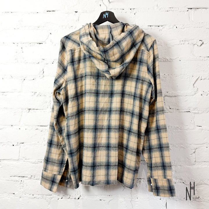 FVCKTHISBRAND PAINTED FLANEL SHIRT WHITE NAVY