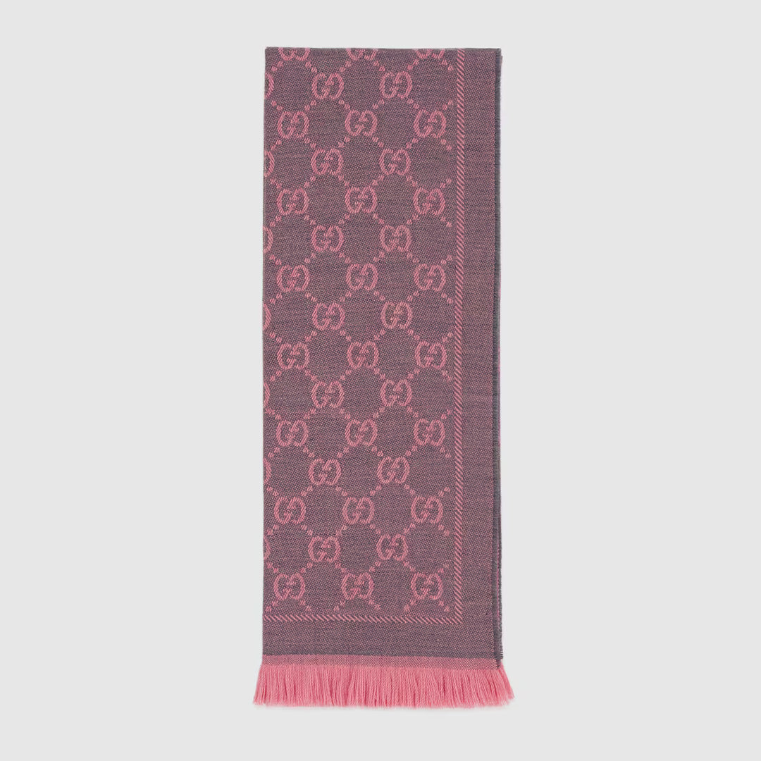 Gucci Jacquard Pattern Knitted Scarf Graphite