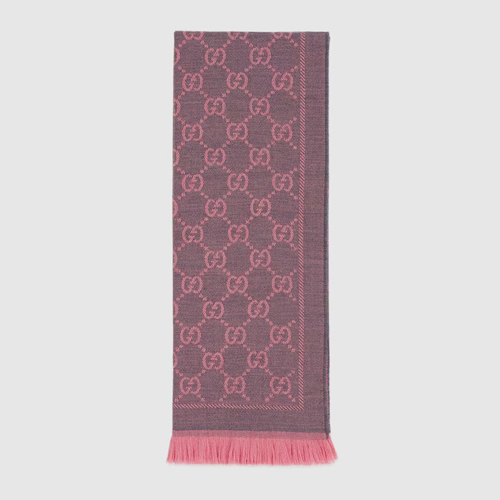 Gucci Jacquard Pattern Knitted Scarf Graphite