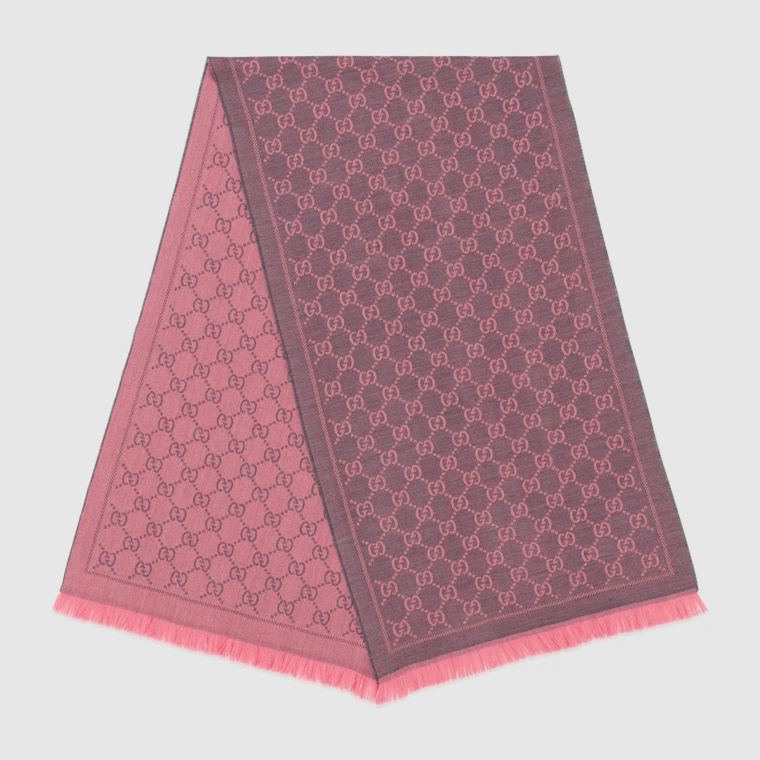 Gucci Jacquard Pattern Knitted Scarf Graphite