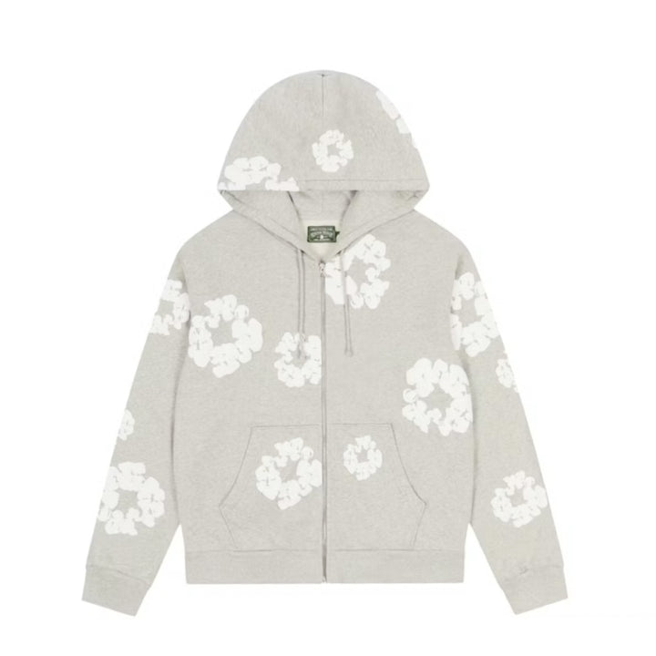 Denim Tears Cotton Wreath Zip Hoodie Gray