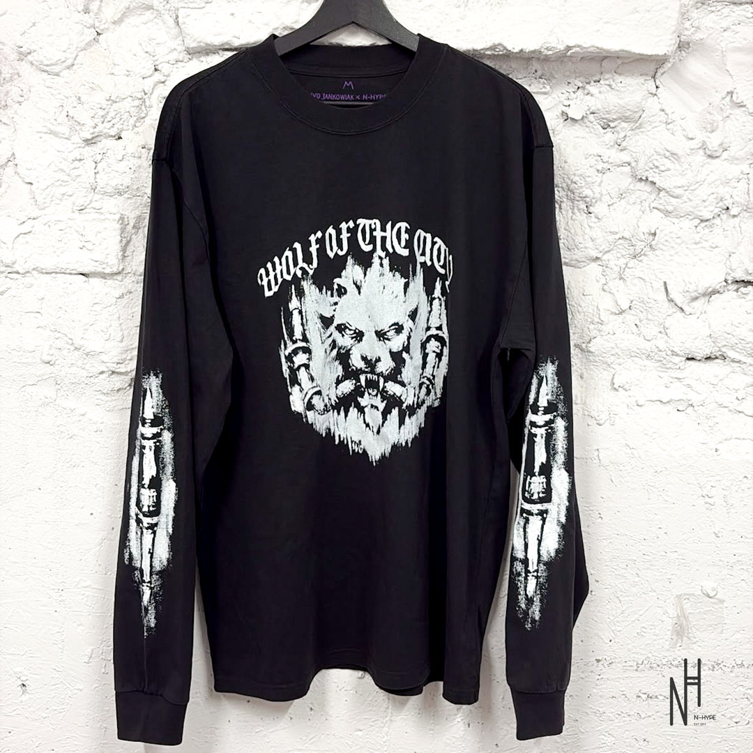 N-HYPE & IVO JANKOWIAK Wolf of The City Long Sleeve Black