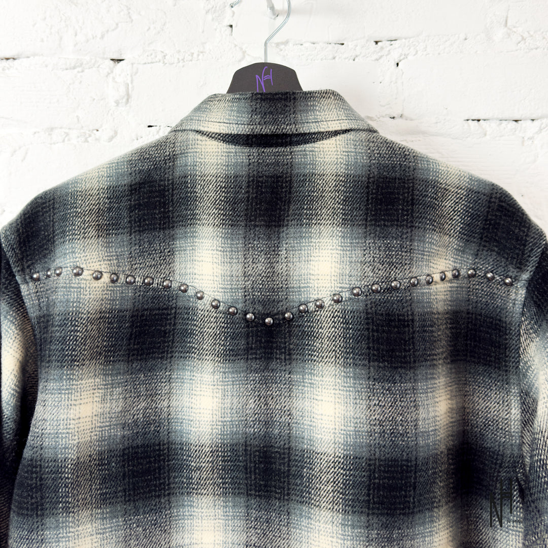 Supreme Studded Shadow Plaid Zip Up Shirt Black