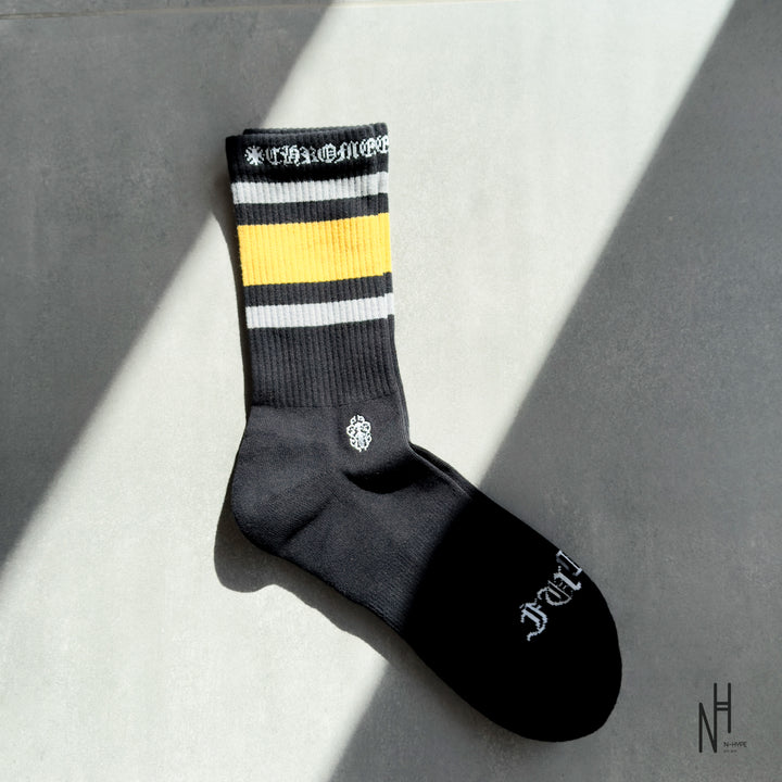 Chrome Hearts Stripe Socks Grey/Yellow/Black