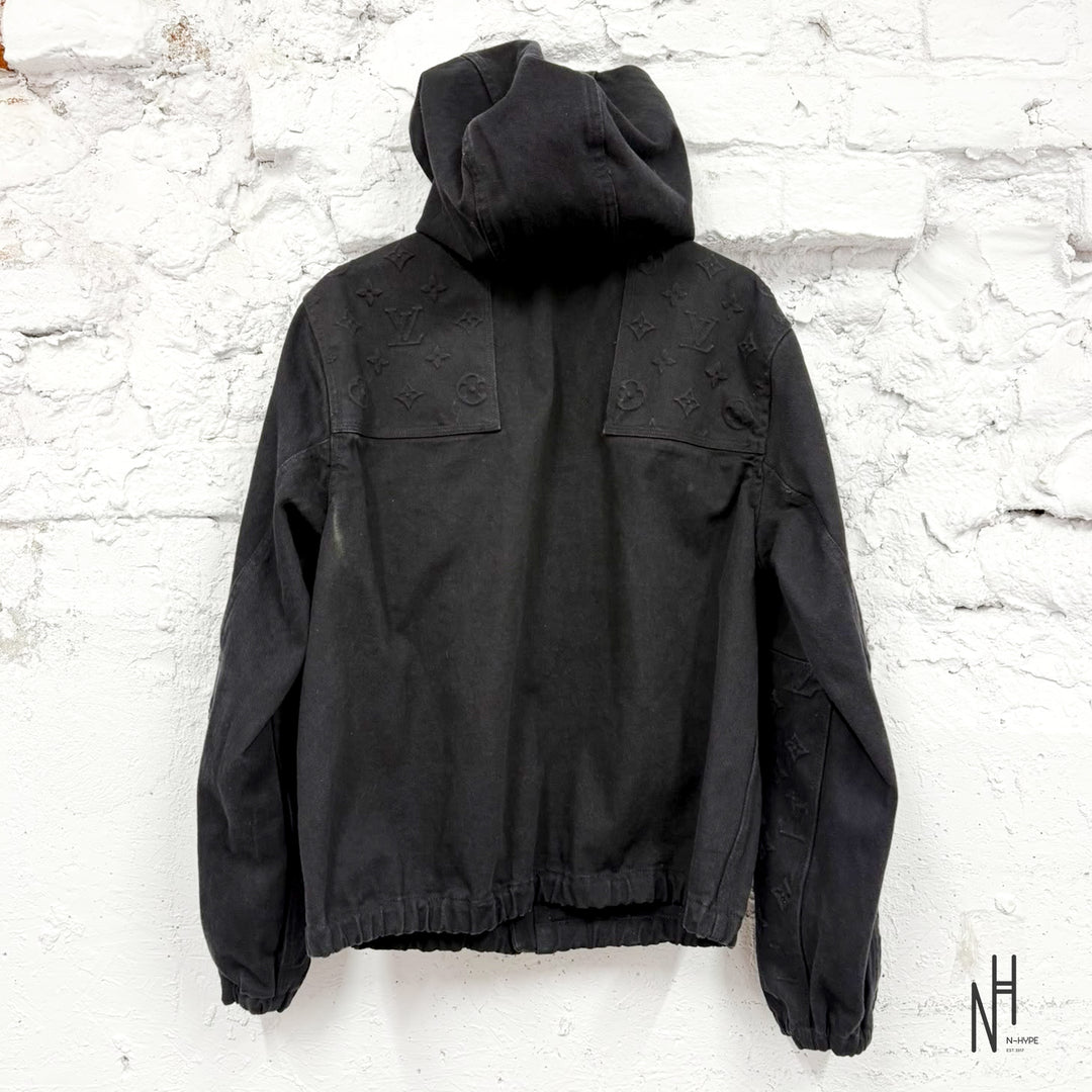 Louis Vuitton Monogram Embossed Hooded Zip Jacket Black