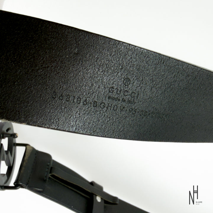 Gucci Matte GG Black Buckle Belt