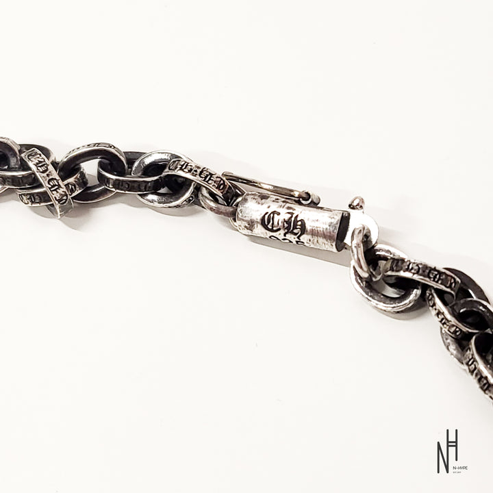 Chrome Hearts Silver Scroll Label Paperchain Bracelet