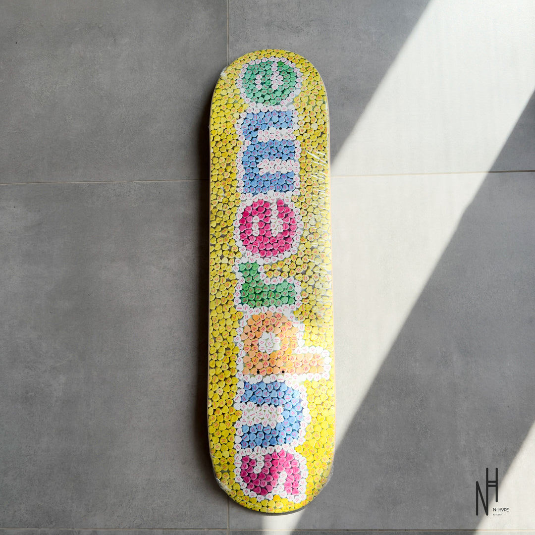 Supreme Candy Hearts Skateboard Deck Yellow