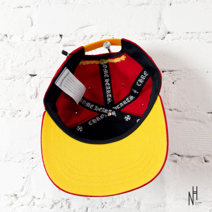 Chrome Hearts CH Red &amp; Gold Logo Trucker Hat