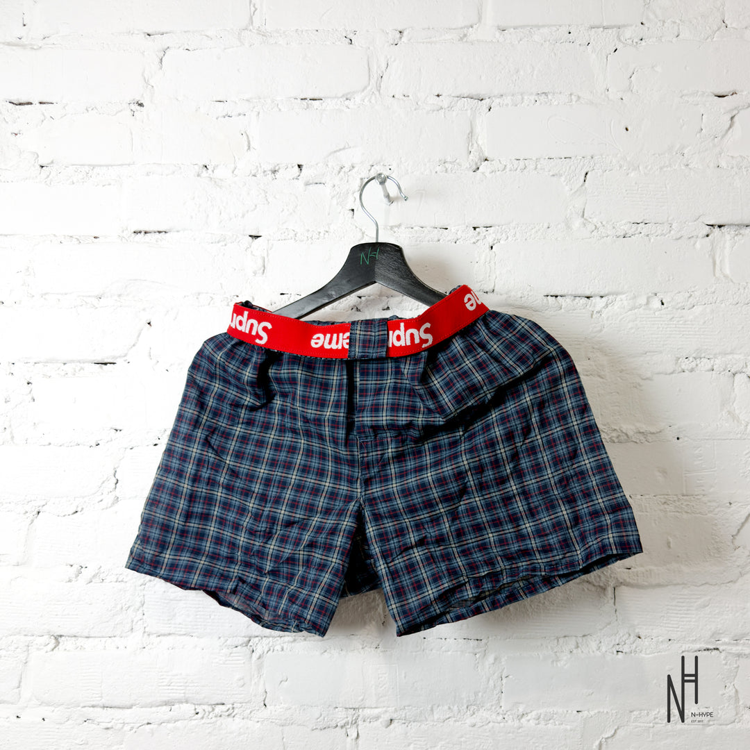 Supreme Hanes Plaid Boxers Navy