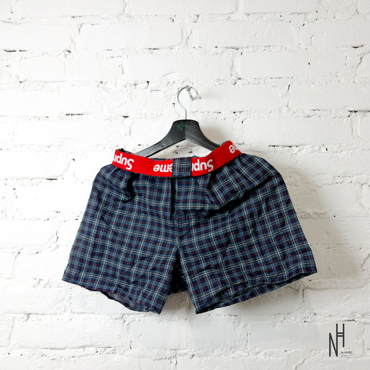 Supreme Hanes Plaid Boxers Navy