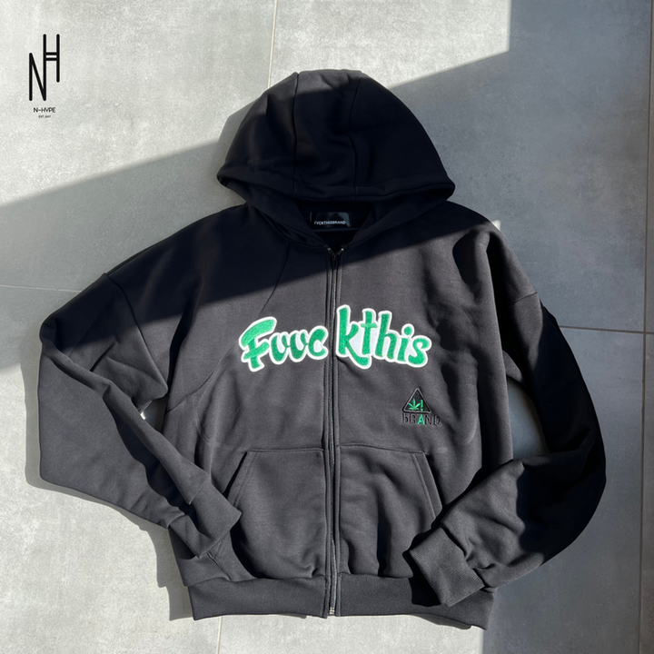 FVCKTHISBRAND CALI ZIP HOODIE GREEN