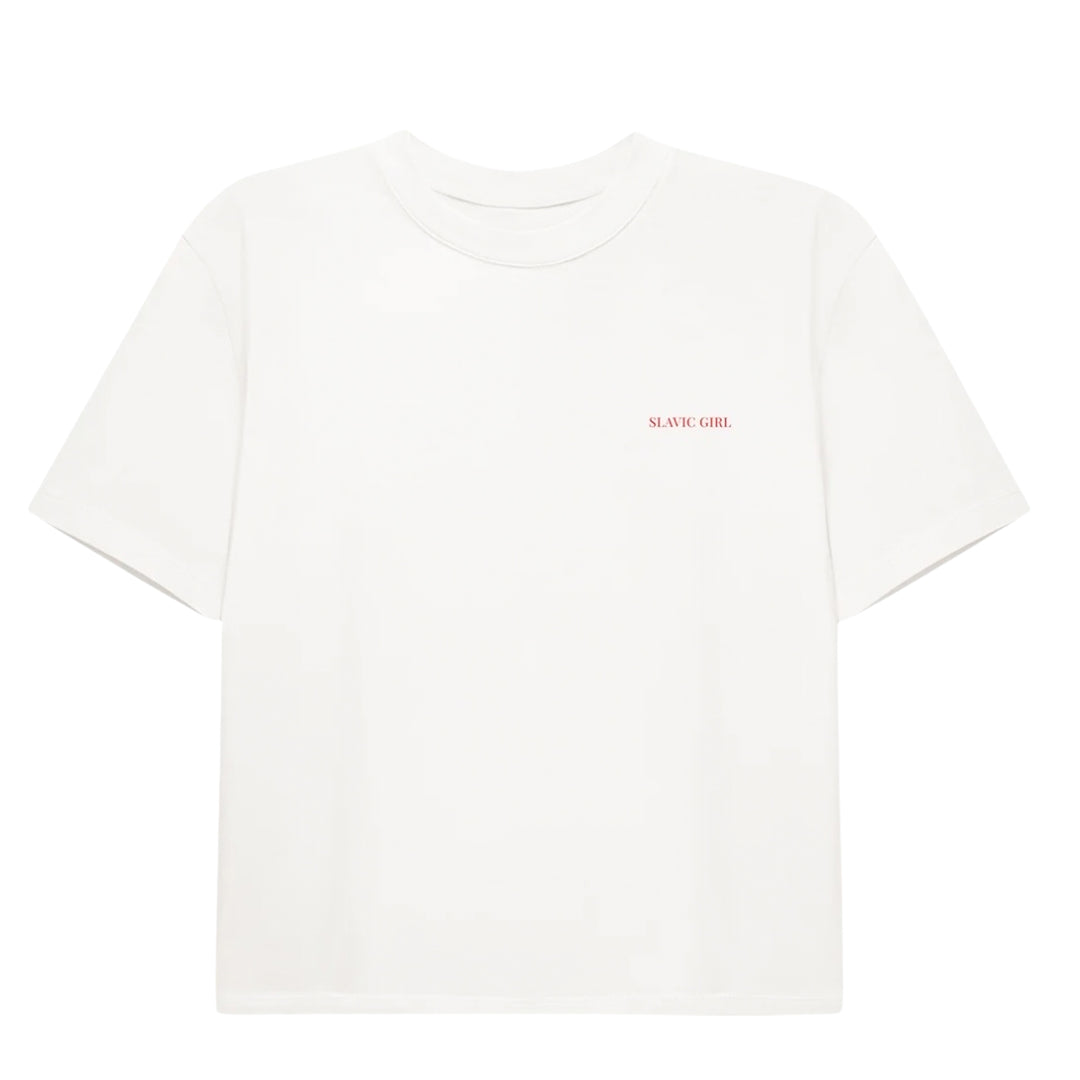 Cafe Societe Cropped T-shirt Slavic Girl White