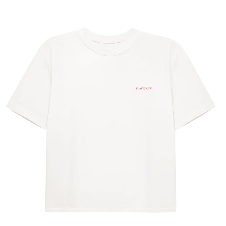 Cafe Societe Cropped T-shirt Slavic Girl White