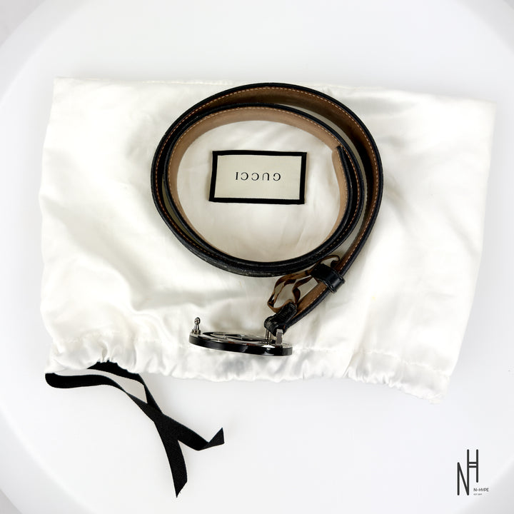 Gucci Jacquard Shiny Black Belt