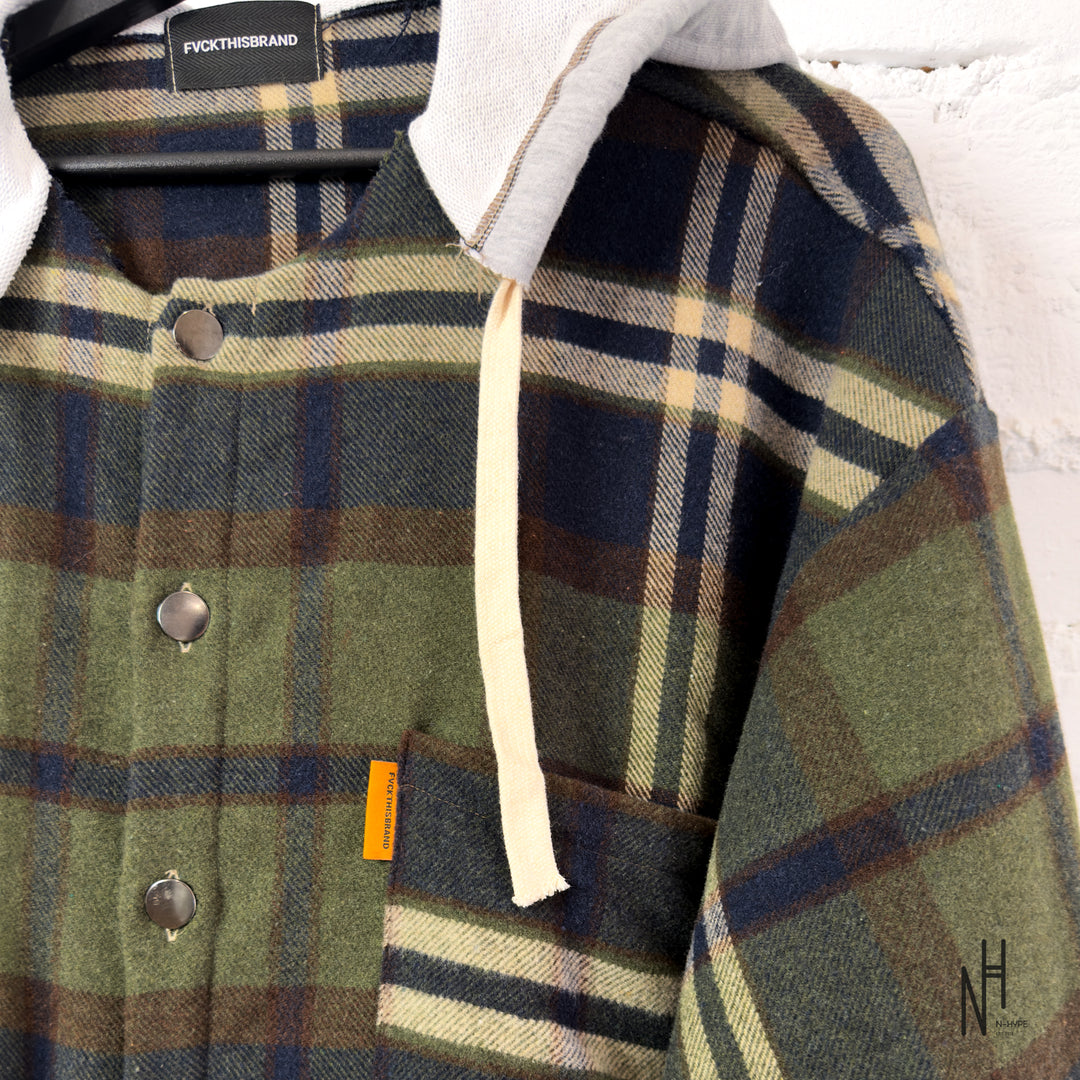 FVCKTHISBRAND FLANEL HOODIE GREEN