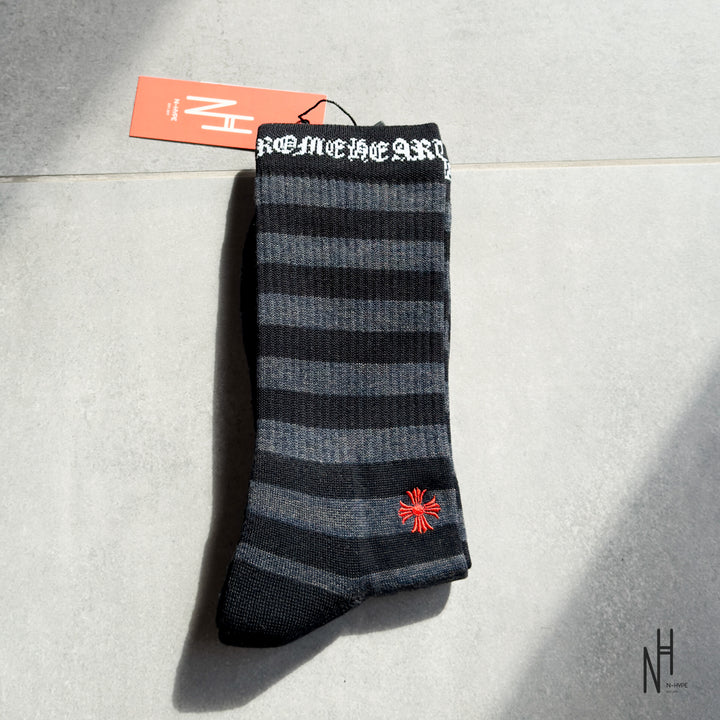 Chrome Hearts Stripe Socks Grey/Black
