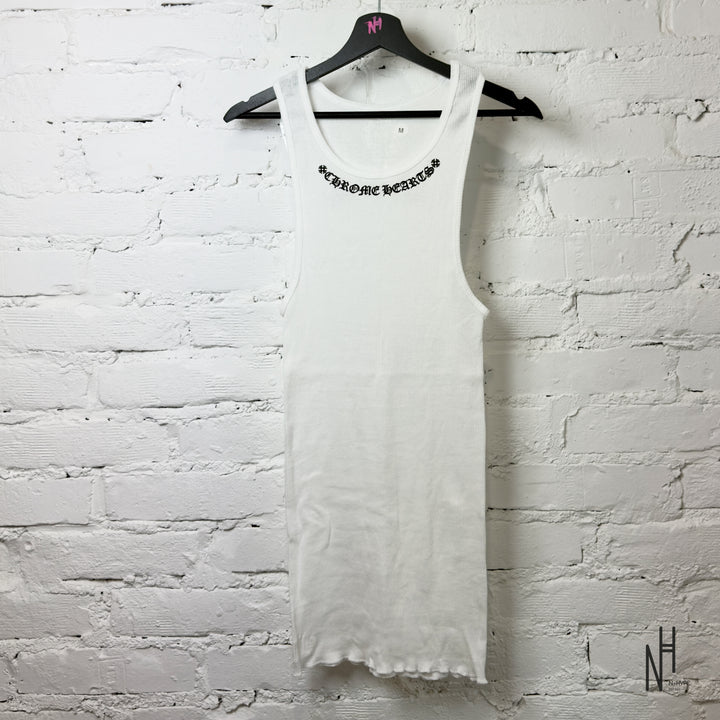 Chrome Hearts Scroll Logo Rib Tank White