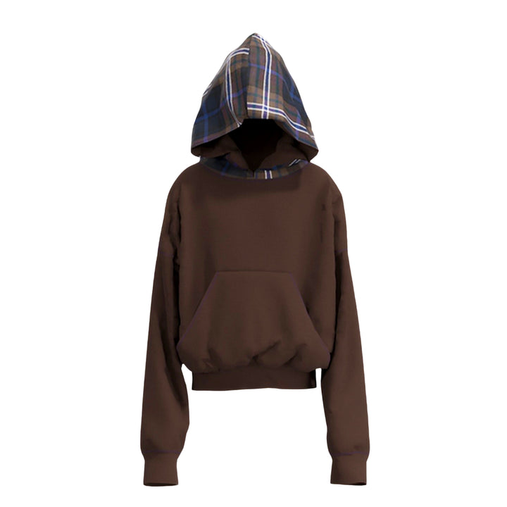 Rafał Lewandowski SS26 Tartan Hoodie Brown