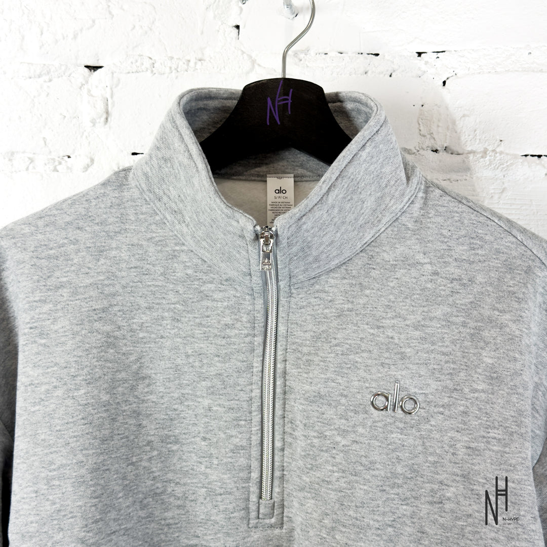 Alo Yoga Accolade 1/4 Zip Pullover Athletic Heather Grey Men