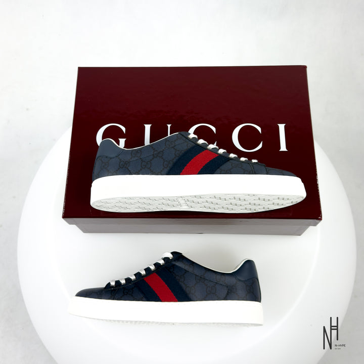 Gucci Ace Web GG Supreme Canvas Navy