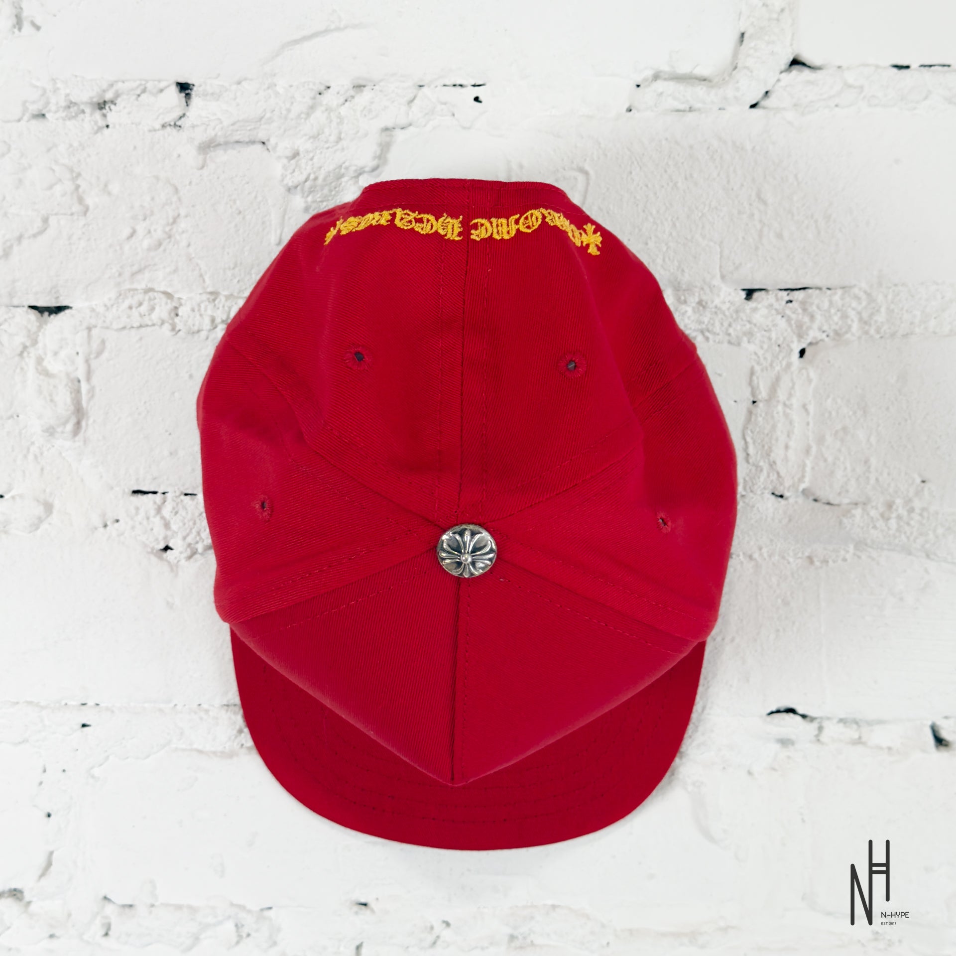 Chrome Hearts CH Red & Gold Logo Trucker Hat – N-Hype